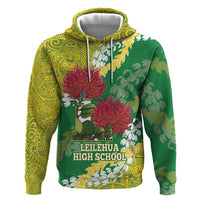 Personalized Leilehua Hawaii High School Hoodie Puakenikeni Lei Hawaiian Pattern LT14 Pullover Hoodie Green - Polynesian Pride