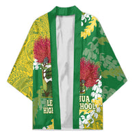 Personalized Leilehua Hawaii High School Kimono Puakenikeni Lei Hawaiian Pattern LT14 Unisex Green - Polynesian Pride