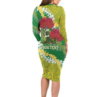Personalized Leilehua Hawaii High School Long Sleeve Bodycon Dress Puakenikeni Lei Hawaiian Pattern LT14 - Polynesian Pride
