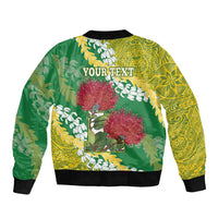 Personalized Leilehua Hawaii High School Sleeve Zip Bomber Jacket Puakenikeni Lei Hawaiian Pattern LT14 - Polynesian Pride