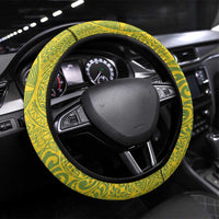 Leilehua Hawaii High School Steering Wheel Cover Puakenikeni Lei Hawaiian Pattern LT14 Universal Fit Green - Polynesian Pride