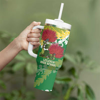 Personalized Leilehua Hawaii High School Tumbler With Handle Puakenikeni Lei Hawaiian Pattern LT14 - Polynesian Pride