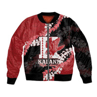 Personalized Kalani Hawaii High School Bomber Jacket Puakenikeni Lei Hawaiian Pattern LT14 Unisex Red - Polynesian Pride