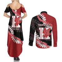 Personalized Kalani Hawaii High School Couples Matching Summer Maxi Dress and Long Sleeve Button Shirt Puakenikeni Lei Hawaiian Pattern LT14 - Polynesian Pride
