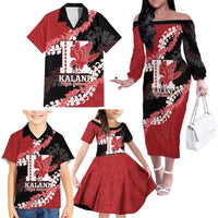 Personalized Kalani Hawaii High School Family Matching Off The Shoulder Long Sleeve Dress and Hawaiian Shirt Puakenikeni Lei Hawaiian Pattern LT14 - Polynesian Pride