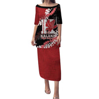 Personalized Kalani Hawaii High School Family Matching Puletasi and Hawaiian Shirt Puakenikeni Lei Hawaiian Pattern LT14 Mom's Dress Red - Polynesian Pride