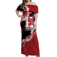 Personalized Kalani Hawaii High School Off Shoulder Maxi Dress Puakenikeni Lei Hawaiian Pattern - Polynesian Pride