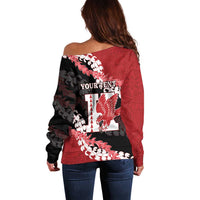 Personalized Kalani Hawaii High School Off Shoulder Sweater Puakenikeni Lei Hawaiian Pattern - Polynesian Pride