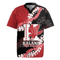 Personalized Kalani Hawaii High School Rugby Jersey Puakenikeni Lei Hawaiian Pattern LT14 Red - Polynesian Pride