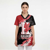 Personalized Kalani Hawaii High School Scrub Top Puakenikeni Lei Hawaiian Pattern LT14 - Polynesian Pride