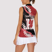 Personalized Kalani Hawaii High School Women Sleeveless Polo Shirt Puakenikeni Lei Hawaiian Pattern - Polynesian Pride
