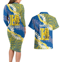 Personalized Kaiser Hawaii High School Couples Matching Long Sleeve Bodycon Dress and Hawaiian Shirt Puakenikeni Lei Hawaiian Pattern LT14 - Polynesian Pride
