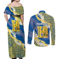 Personalized Kaiser Hawaii High School Couples Matching Off Shoulder Maxi Dress and Long Sleeve Button Shirt Puakenikeni Lei Hawaiian Pattern LT14 - Polynesian Pride