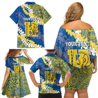 Personalized Kaiser Hawaii High School Family Matching Off Shoulder Short Dress and Hawaiian Shirt Puakenikeni Lei Hawaiian Pattern - Polynesian Pride