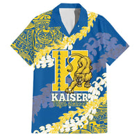 Personalized Kaiser Hawaii High School Family Matching Puletasi and Hawaiian Shirt Puakenikeni Lei Hawaiian Pattern LT14 Dad's Shirt - Short Sleeve Blue - Polynesian Pride