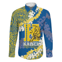 Personalized Kaiser Hawaii High School Family Matching Puletasi and Hawaiian Shirt Puakenikeni Lei Hawaiian Pattern LT14 Dad's Shirt - Long Sleeve Blue - Polynesian Pride