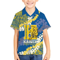 Personalized Kaiser Hawaii High School Family Matching Puletasi and Hawaiian Shirt Puakenikeni Lei Hawaiian Pattern LT14 Son's Shirt Blue - Polynesian Pride