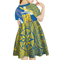 Personalized Kaiser Hawaii High School Kid Short Sleeve Dress Puakenikeni Lei Hawaiian Pattern - Polynesian Pride