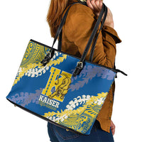 Kaiser Hawaii High School Leather Tote Bag Puakenikeni Lei Hawaiian Pattern - Polynesian Pride