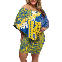 Personalized Kaiser Hawaii High School Off Shoulder Short Dress Puakenikeni Lei Hawaiian Pattern - Polynesian Pride