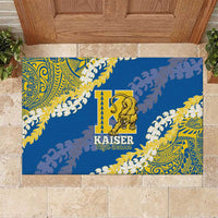 Kaiser Hawaii High School Rubber Doormat Puakenikeni Lei Hawaiian Pattern LT14 Blue - Polynesian Pride