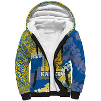 Personalized Kaiser Hawaii High School Sherpa Hoodie Puakenikeni Lei Hawaiian Pattern LT14 Unisex Blue - Polynesian Pride