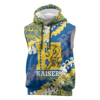Personalized Kaiser Hawaii High School Sleeveless Hoodie Puakenikeni Lei Hawaiian Pattern LT14 Blue - Polynesian Pride