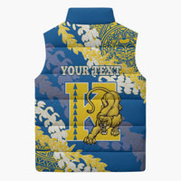 Personalized Kaiser Hawaii High School Sleeveless Puffer Jacket Puakenikeni Lei Hawaiian Pattern LT14 - Polynesian Pride