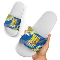 Kaiser Hawaii High School Slide Sandals Puakenikeni Lei Hawaiian Pattern - Polynesian Pride