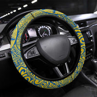 Kaiser Hawaii High School Steering Wheel Cover Puakenikeni Lei Hawaiian Pattern LT14 Universal Fit Blue - Polynesian Pride
