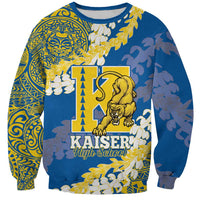 Personalized Kaiser Hawaii High School Sweatshirt Puakenikeni Lei Hawaiian Pattern LT14 Unisex Blue - Polynesian Pride