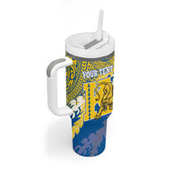 Personalized Kaiser Hawaii High School Tumbler With Handle Puakenikeni Lei Hawaiian Pattern LT14 - Polynesian Pride