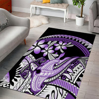 Purple Polynesian Area Rug Hammerhead Shark Tattoo Royal Plumeria Gradient Vibes LT14 - Polynesian Pride