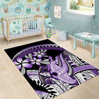 Purple Polynesian Area Rug Hammerhead Shark Tattoo Royal Plumeria Gradient Vibes LT14 - Polynesian Pride