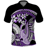 Purple Polynesian Polo Shirt Hammerhead Shark Tattoo Royal Plumeria Gradient Vibes LT14 Purple - Polynesian Pride