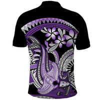 Purple Polynesian Polo Shirt Hammerhead Shark Tattoo Royal Plumeria Gradient Vibes LT14 - Polynesian Pride