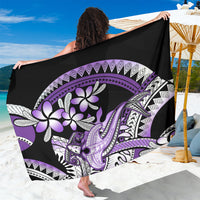 Purple Polynesian Sarong Hammerhead Shark Tattoo Royal Plumeria Gradient Vibes LT14 One Size 44 x 66 inches Purple - Polynesian Pride