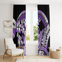 Purple Polynesian Window Curtain Hammerhead Shark Tattoo Royal Plumeria Gradient Vibes LT14 - Polynesian Pride