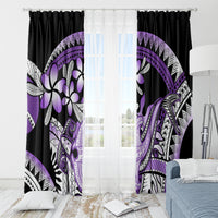 Purple Polynesian Window Curtain Hammerhead Shark Tattoo Royal Plumeria Gradient Vibes LT14 - Polynesian Pride