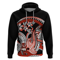 Red Polynesian Zip Hoodie Hammerhead Shark Tattoo Royal Plumeria Gradient Vibes LT14 Pullover Hoodie Red - Polynesian Pride