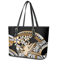 Gold Polynesian Hammerhead Shark Tattoo Leather Tote Bag Royal Plumeria Gradient Vibes LT14 - Polynesian Pride