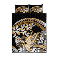 Gold Polynesian Hammerhead Shark Tattoo Quilt Bed Set Royal Plumeria Gradient Vibes LT14 - Polynesian Pride