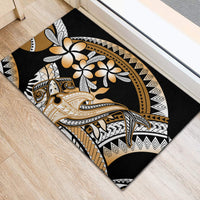Gold Polynesian Hammerhead Shark Tattoo Rubber Doormat Royal Plumeria Gradient Vibes LT14 - Polynesian Pride