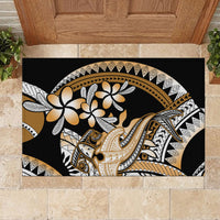 Gold Polynesian Hammerhead Shark Tattoo Rubber Doormat Royal Plumeria Gradient Vibes LT14 - Polynesian Pride