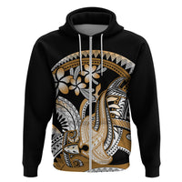 Gold Polynesian Hammerhead Shark Tattoo Zip Hoodie Royal Plumeria Gradient Vibes LT14 Zip Hoodie Gold - Polynesian Pride