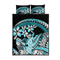 Turquoise Polynesian Hammerhead Shark Tattoo Quilt Bed Set Royal Plumeria Gradient Vibes LT14 - Polynesian Pride
