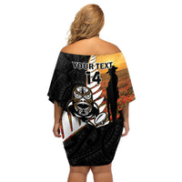 Custom New Zealand Silver Fern Rugby ANZAC Day Off Shoulder Short Dress 2024 All Black Tiki Mascot LT14 - Polynesian Pride