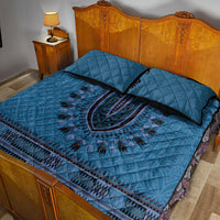 Blue African Dashiki With Fijian Tapa Pattern Quilt Bed Set