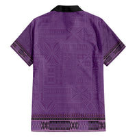 Purple African Dashiki With Fijian Tapa Pattern Family Matching Off Shoulder Short Dress and Hawaiian Shirt
