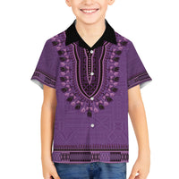 Purple African Dashiki With Fijian Tapa Pattern Family Matching Tank Maxi Dress and Hawaiian Shirt